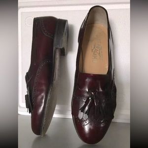 Salvatore Ferragamo Loafers Burgundy Tassel Slip On Shoes SZ 8.5 Made In Italy